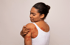 Woman experiencing discomfort, possible fibromyalgia symptoms