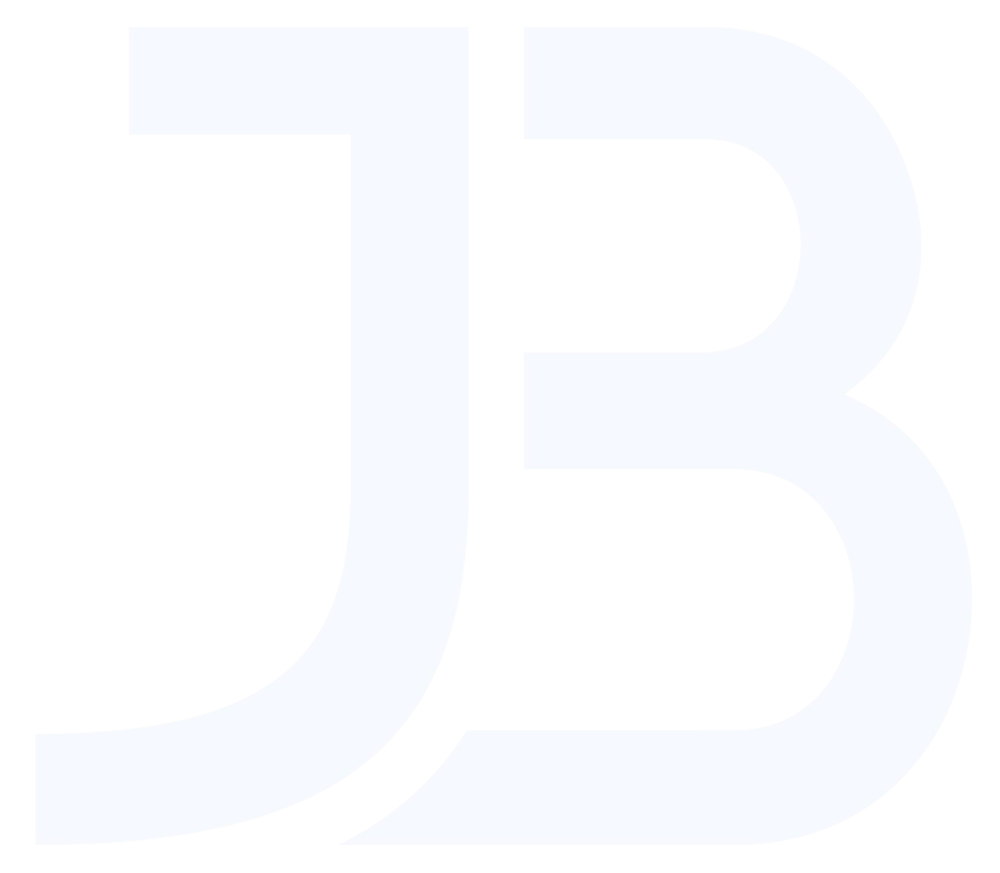 Weißes JB-Logo auf dunkelgrünem Hintergrund.