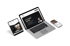 Laptop mit einer Website und drei schwebenden Screenshots der Website; Text "Ich bin Daniel Tarnataki."