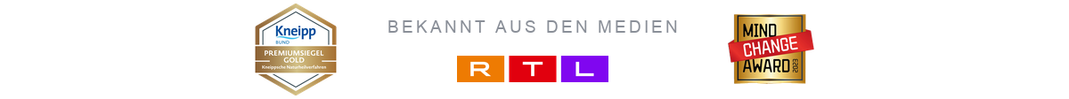 Kneipp Bund Premiumsiegel Gold, bekannt aus den Medien mit RTL, Mind Change Award 2023