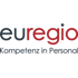 Euregio Kompetenz in Personal Logo: "euregio" in Schwarz und Rot, darunter "Kompetenz in Personal" in Grau.