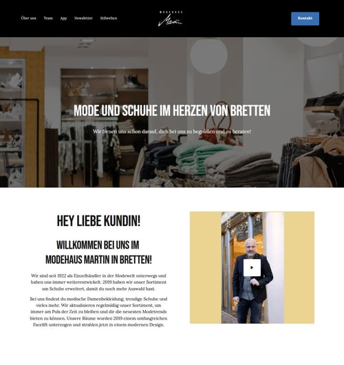 Webseite von Modehaus Martin