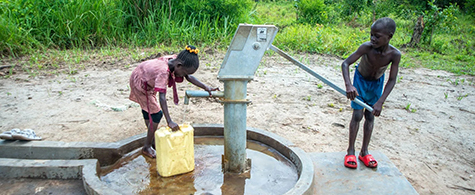 clean water well in rural village, water charity