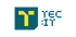Gelbes "T"-Logo in blauem Rechteck mit Text "TEC IT".