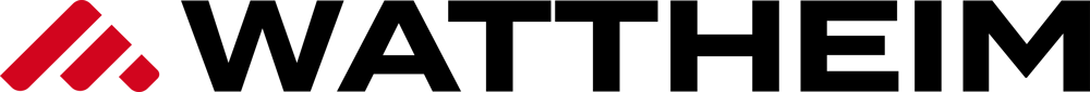 Das Wattheim-Logo zeigt den roten Berggipfel und den schwarzen Text "WATTHEIM"