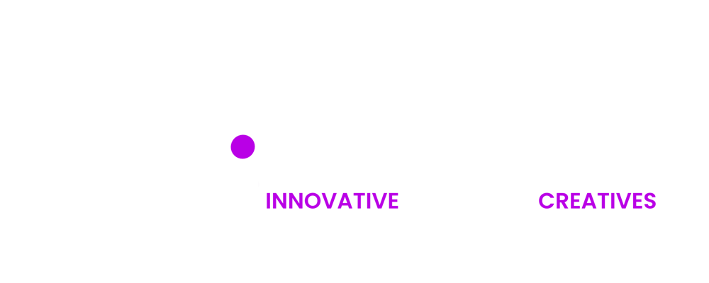 IMC Media Logo: "imc media" in Weiß mit einem lila Punkt über dem "i", darunter "INNOVATIVE MARKETING CREATIVES".