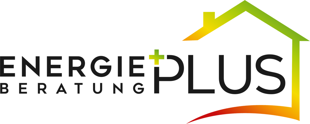 Energie Plus Beratung Logo mit stilisiertem Haus und Farbverlauf von Rot über Orange zu Grün.