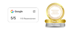Google Bewertung 5 Sterne und Wedding Award Germany 10 beste freie Redner