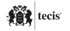 Dunkles tecis Logo mit Wappen, Stier, Bär und dem Schriftzug pars pro toto auf schwarzem Hintergrund.