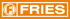 Weißes Logo mit orangefarbenem Hintergrund, das den Buchstaben "F" in einem Kreis und das Wort "FRIES" zeigt.