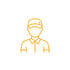 Goldene Umrisslinie einer Person mit Baseballkappe und Hemdkragen.