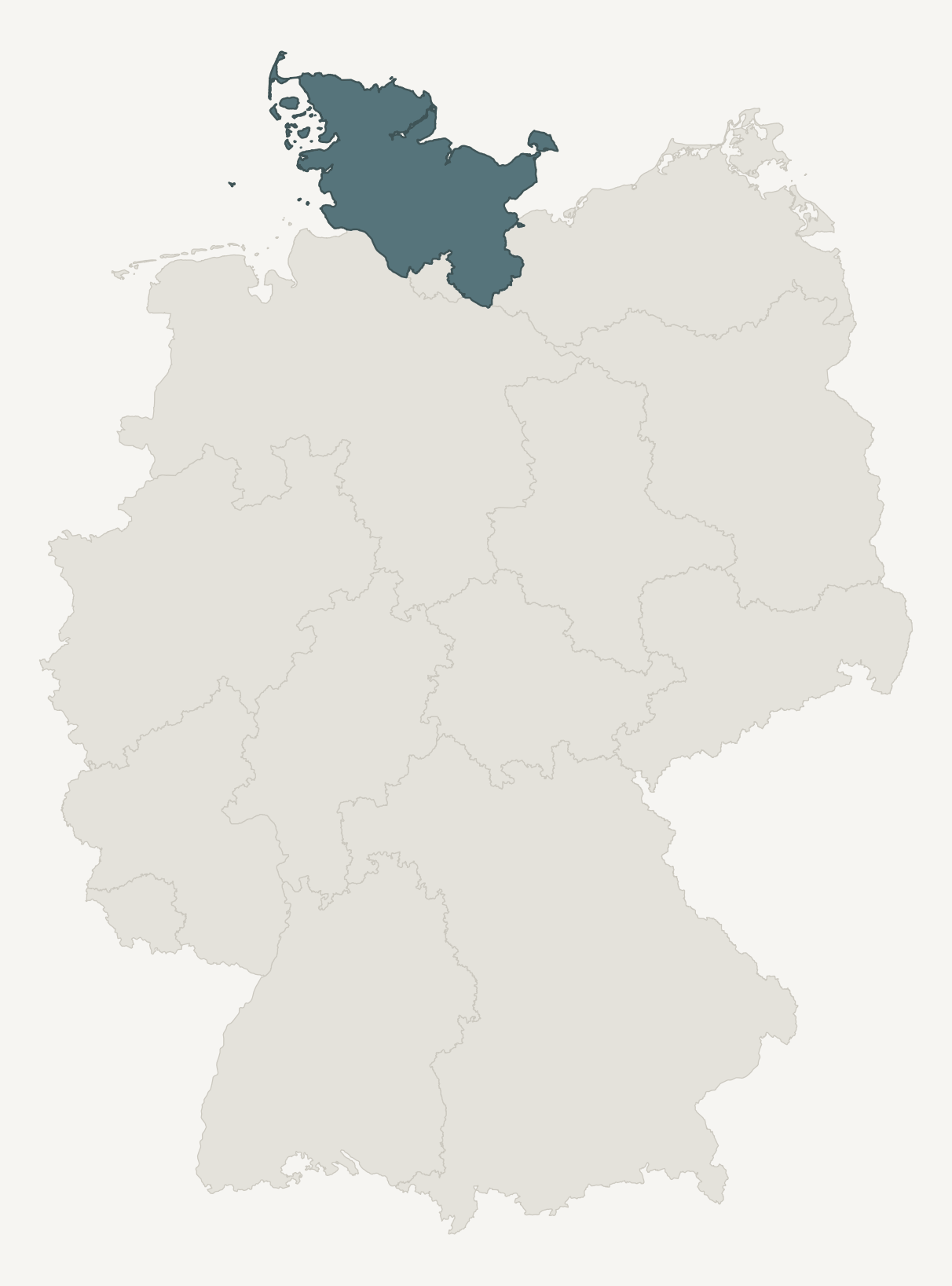 Umrisskarte von Schleswig-Holstein innerhalb Deutschlands