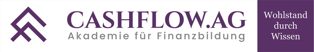 Logo von CASHFLOW.AG Akademie für Finanzbildung, daneben Text: Wohlstand durch Wissen.