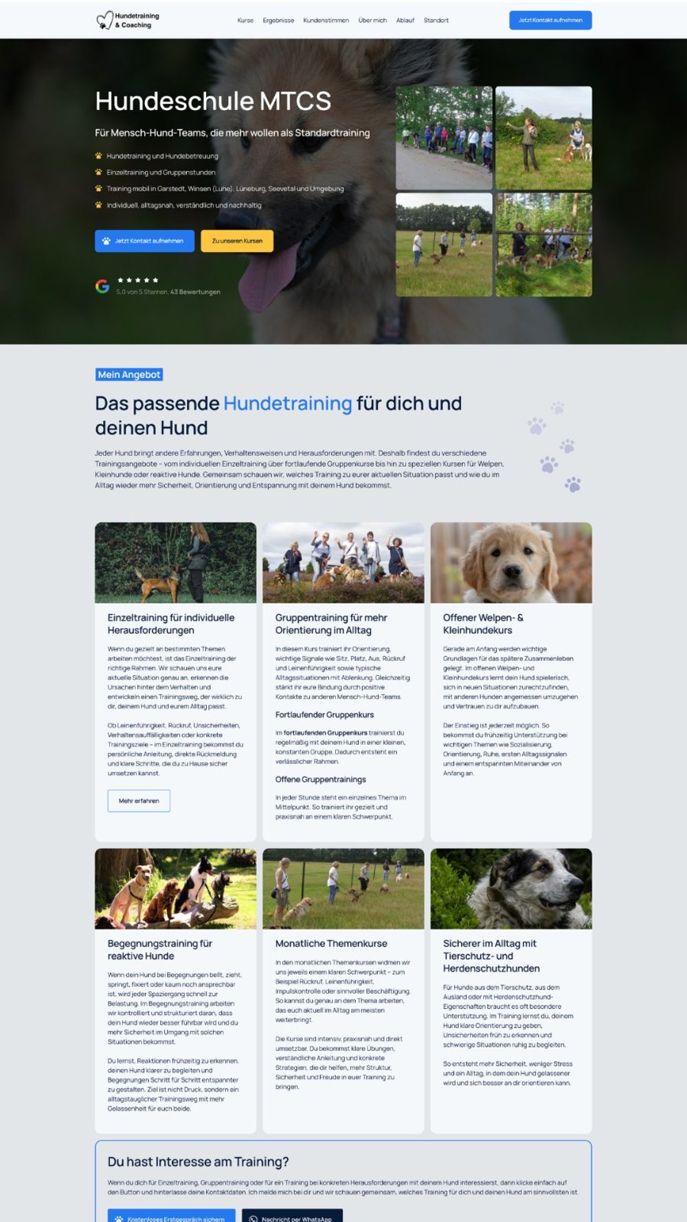 Webdesign-Projekt: Website für eine mobile Hundeschule