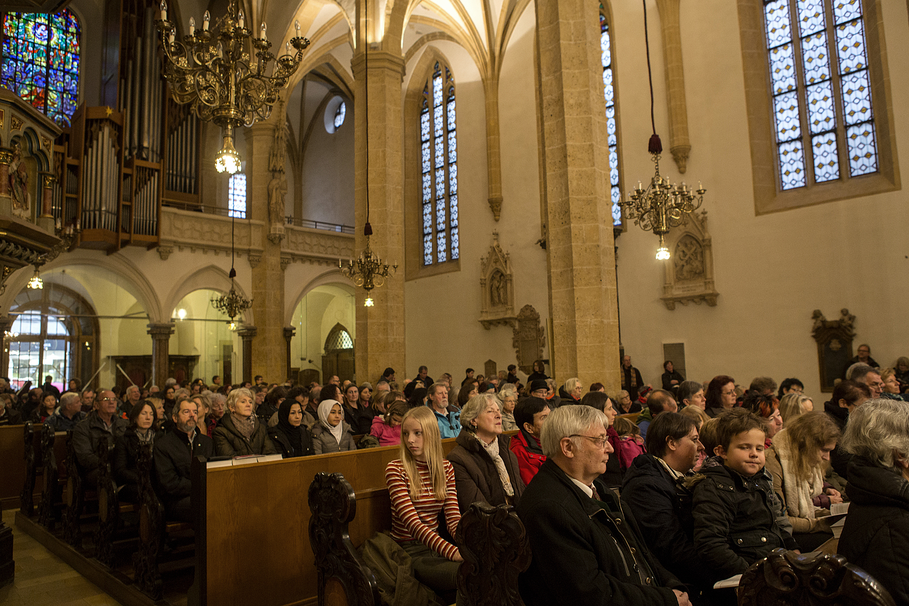 Vocal ensemble Lankowitzer Leiblknöpf on the church stage of the Stadtpfarrkirche, Voices of Spirit 2016, Graz