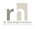 Logo "rh" mit Text: Dr. med. Regina Hermann, Fachärztin für Innere Medizin | Rheumatologie Palliativmedizin und DVO-Osteologin.