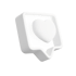Ein 3D-Herz in einer Sprechblase.
