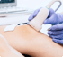 Ultrasound therapy on a swollen knee