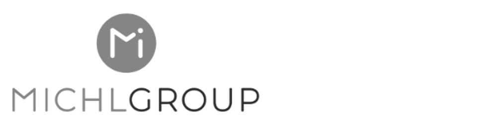 Logo der Michlgroup mit einem grauen Kreis, der einen weißen stilisierten Buchstaben M enthält, neben dem Text "MICHLGROUP".