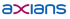 Das Axians-Logo in Blau und Magenta auf grünem Hintergrund.