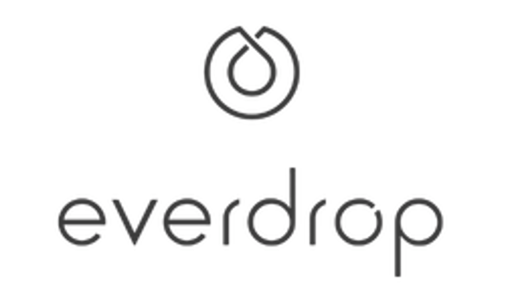 Everdrop Logo: Grau-schwarzer Schriftzug "everdrop" unter einem kreisförmigen Tropfen-Symbol.