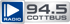 Logo von Radio 94.5 Cottbus mit blauem Symbol und weißer Schrift.