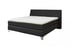 Schwarzes Boxspringbett Lady mit weißer Matratze und Kopfteil, auf vier silbernen Füßen.