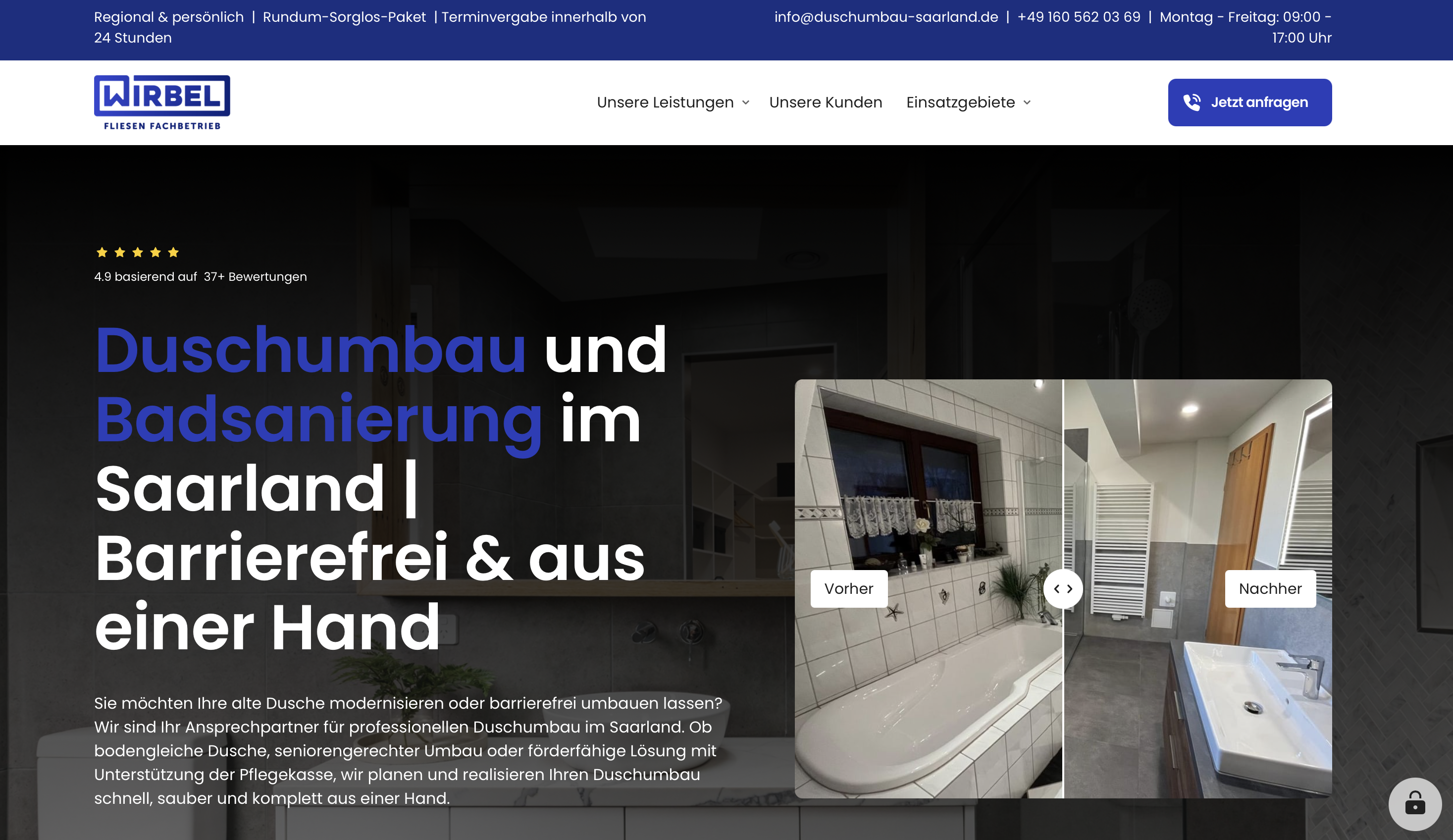 Webseite Duschumbau und Badsanierung