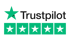Trustpilot-Logo mit fünf grünen Sternen und der Aufschrift „Trustpilot“ daneben.