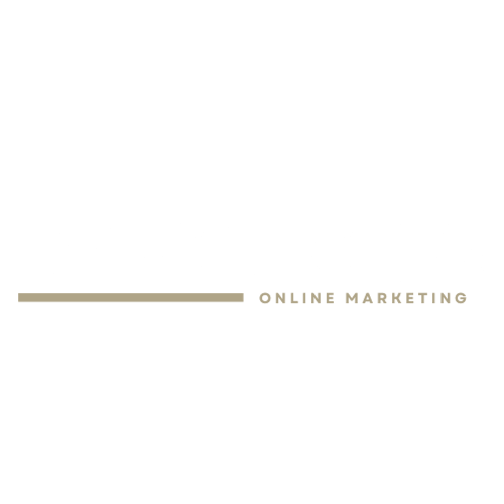 "EYECATCHER ONLINE MARKETING" Logo in Weiß und Braun auf dunkelgrünem Hintergrund.