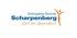 Logo Scharpenberg Orthopädie-Technik mit orangefarbener Figur und Text "Zeit für Gesundheit".