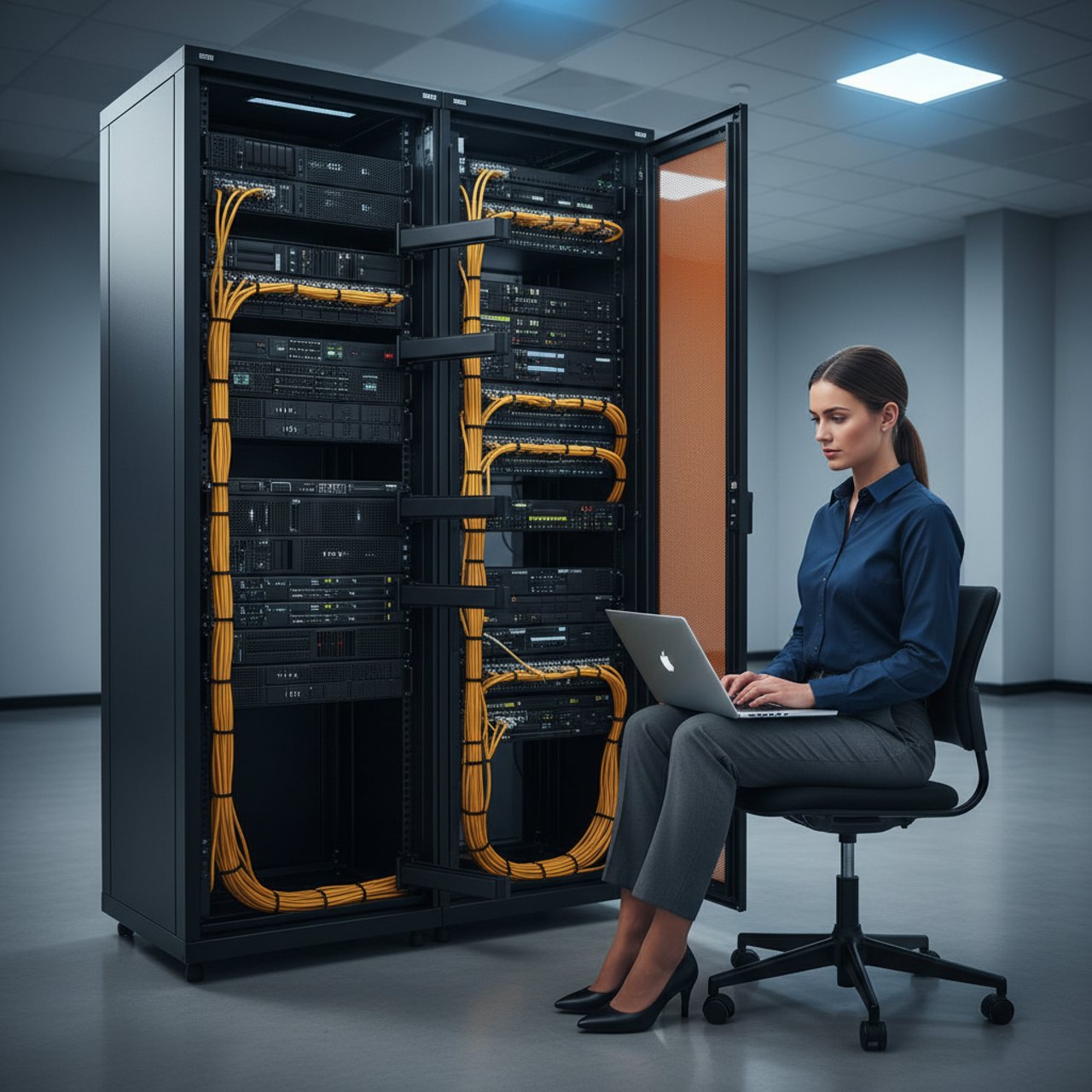 Technikerin im Serverraum