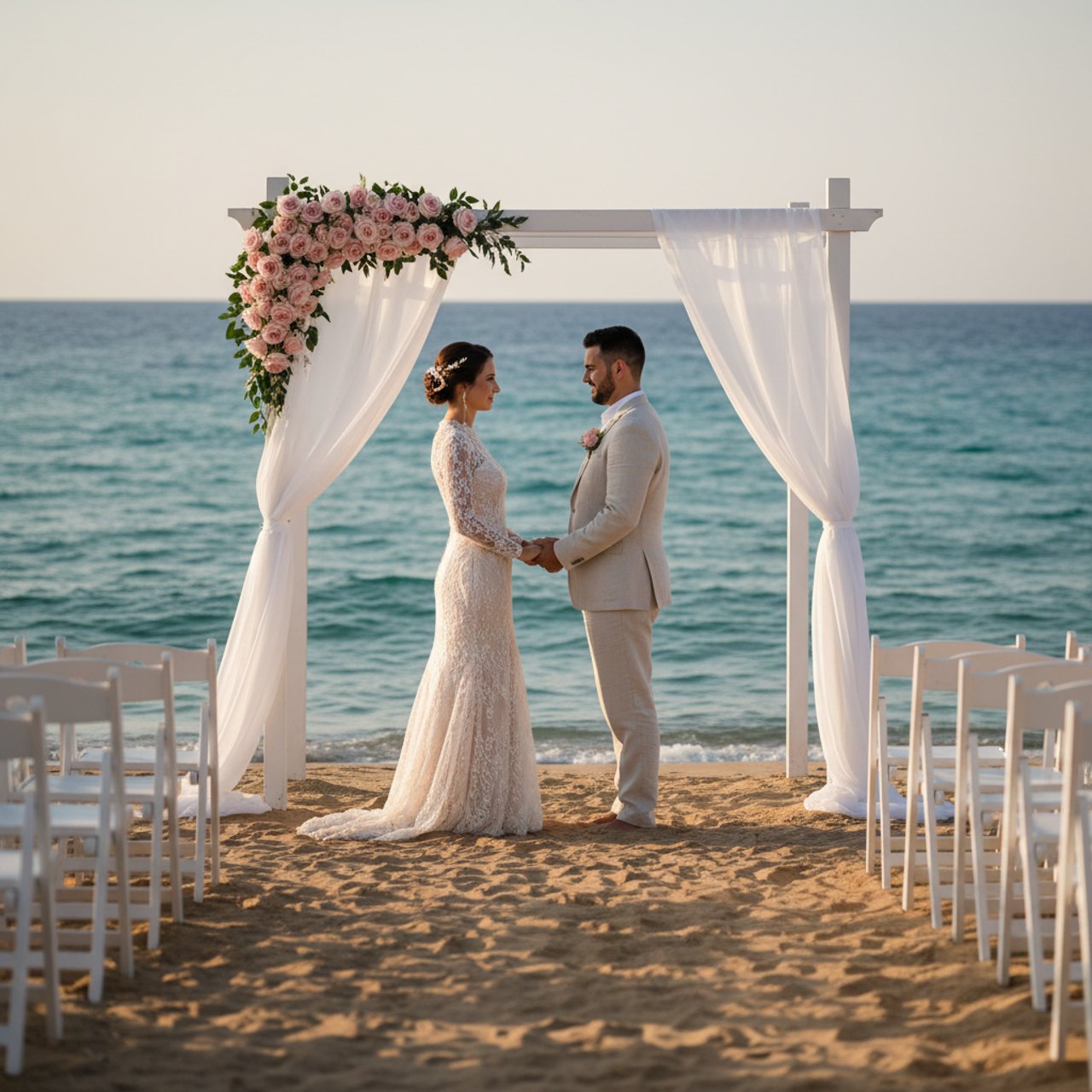 Strandtrauung mit Blumenbogen in Ayia Napa