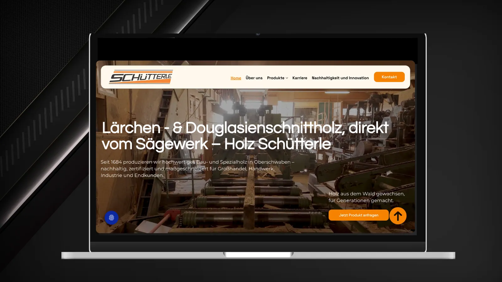 Laptop mit der Website von Holz Schütterle