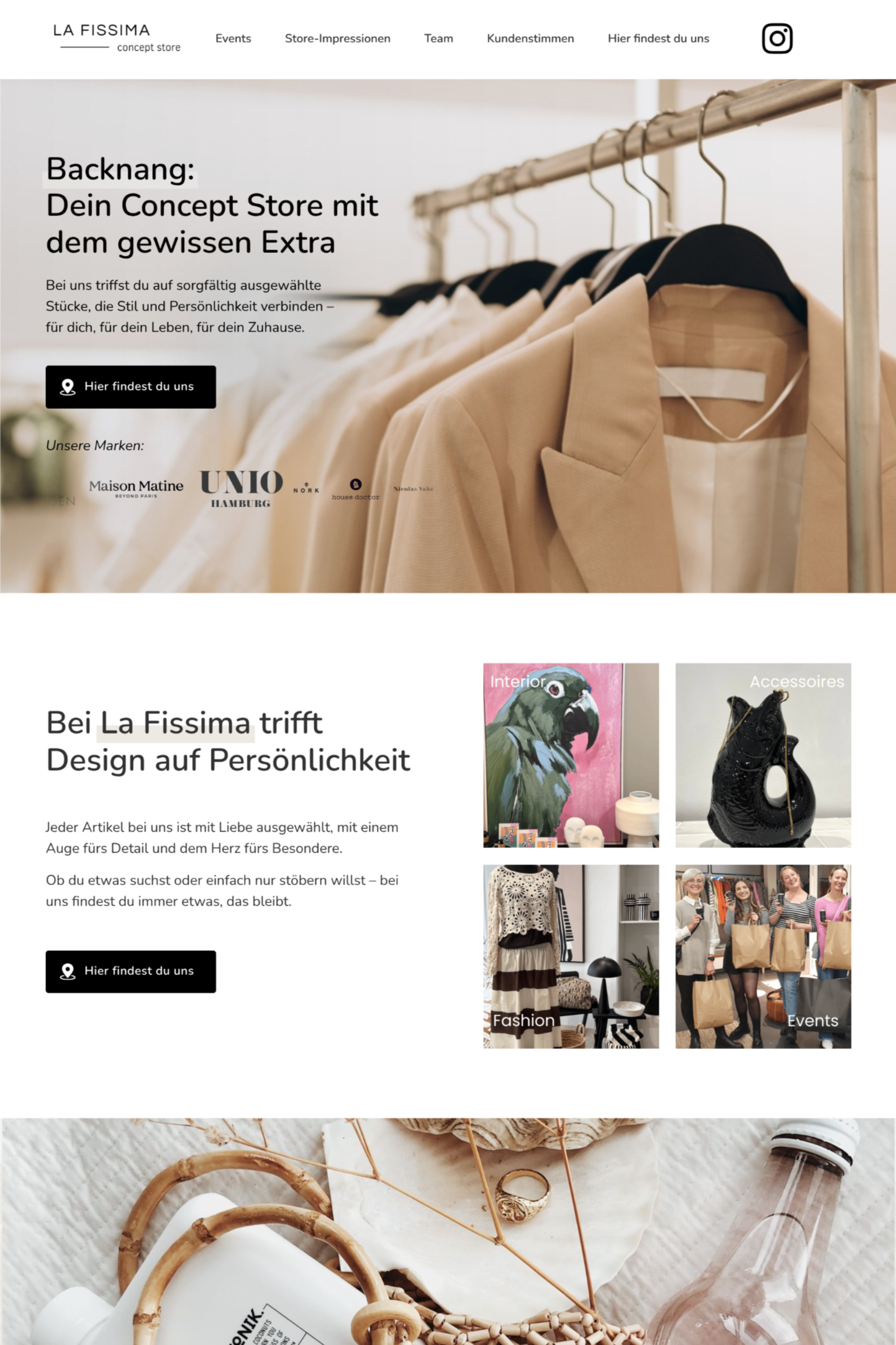 Webdesign-Beispiel für einen Concept Store