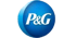 Blaues P&G-Logo auf einem dunkelgrünen Hintergrund.