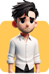 3D-Cartoon-Mann mit Bartstoppeln, weißem Hemd und traurigem Gesichtsausdruck.