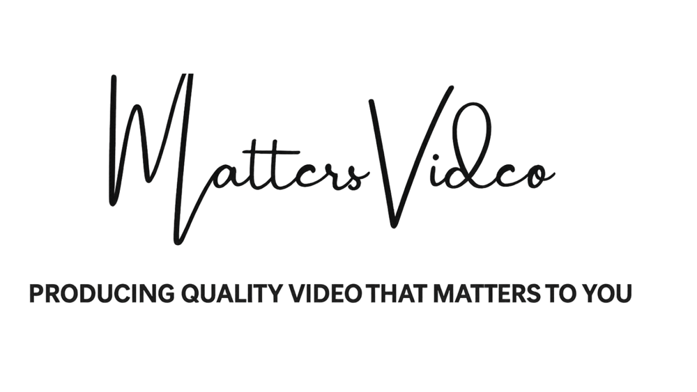 Matters Video Logo mit dem Slogan: "PRODUCING QUALITY VIDEO THAT MATTERS TO YOU"