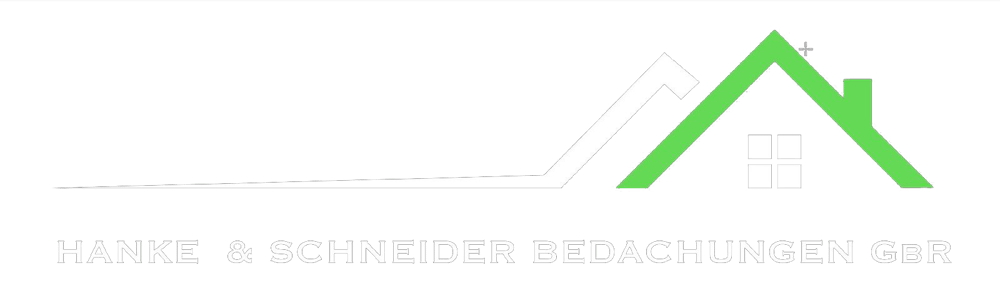 Logo: Weißes und grünes Dachsymbol über dem Text "HANKE & SCHNEIDER BEDACHUNGEN GbR".