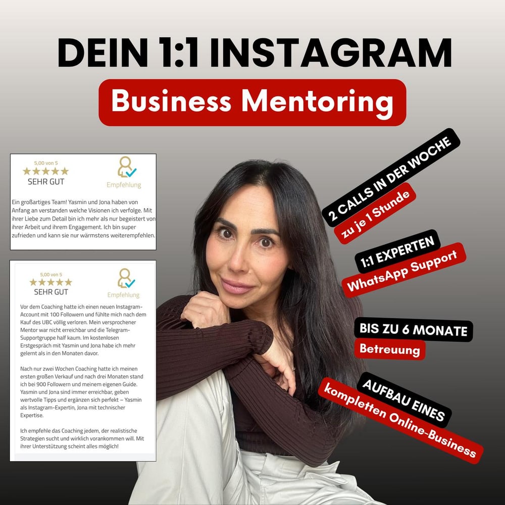1:1 Instagram Businessliga Mentoring für Unternehmer, 6 Monate
