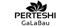 Logo mit drei Blättern über dem Text "PERTESHI GaLaBau" in Schwarz.