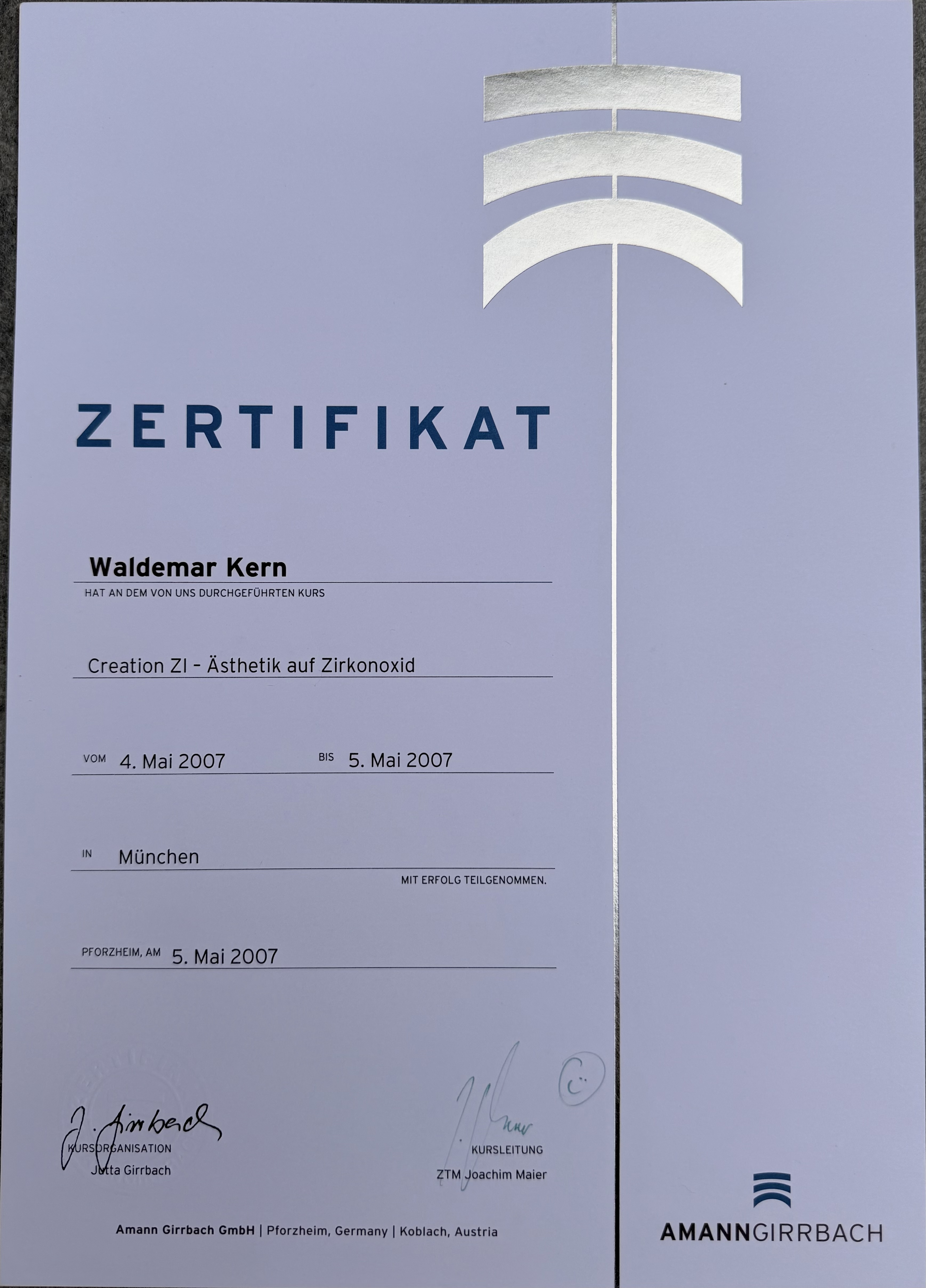 Fortbildungszertifikat 10 von ADU-Dental