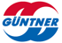 Günter Logo: Geschwungenes rotes und blaues Design mit weißem Hintergrund und "GÜNTNER" in der Mitte.