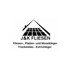 Logo von J&K Fliesen für Fliesen-, Platten- und Mosaikleger, Trockenbau und Estrichleger mit Haus- und Fliesen-Symbol.