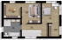 Grundriss des Obergeschosses mit Schlafzimmer, Kinderzimmer, Bad, Ankleidezimmern und Flur.