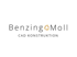 Benning Moll CAD Konstruktion Logo: Brauner Text auf grünem Hintergrund.