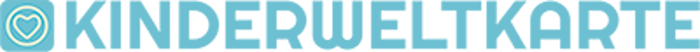 Logo "KINDERWELTKARTE" mit Herzsymbol.