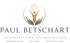 Logo Paul Betschart Ganzheitliche Traumaheilung mit goldener Figur zwischen Händen und strahlender Sonne auf Schwarz.