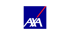 AXA Logo mit weißem Schriftzug und einer diagonalen roten Linie in einem blauen Quadrat.