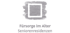 Logo mit einem schwarz umrahmten Quadrat auf weißem Pinselstrich und dem Text Fürsorge im Alter Seniorenresidenzen.